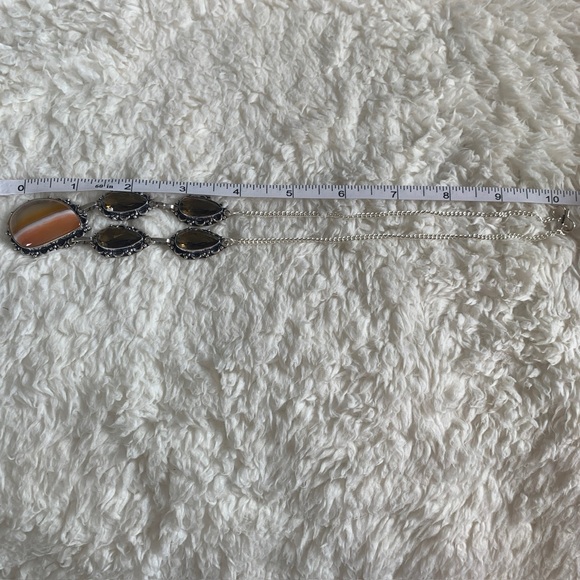 2328 Chic Silver and Brown Gemstone Necklace - Picture 4 of 7